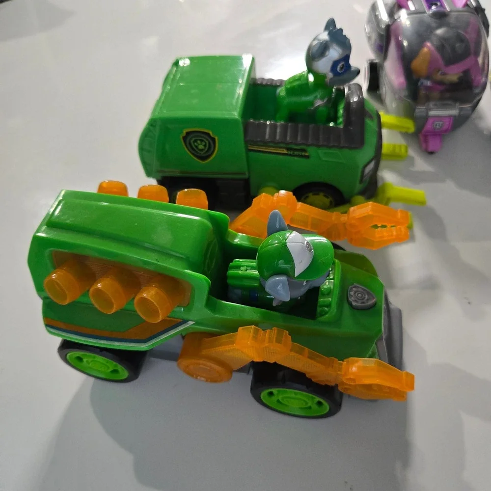 Paw Patrol Toy Lot 8 Piece Ryder Skye Rocky Vehicles and Figures Set